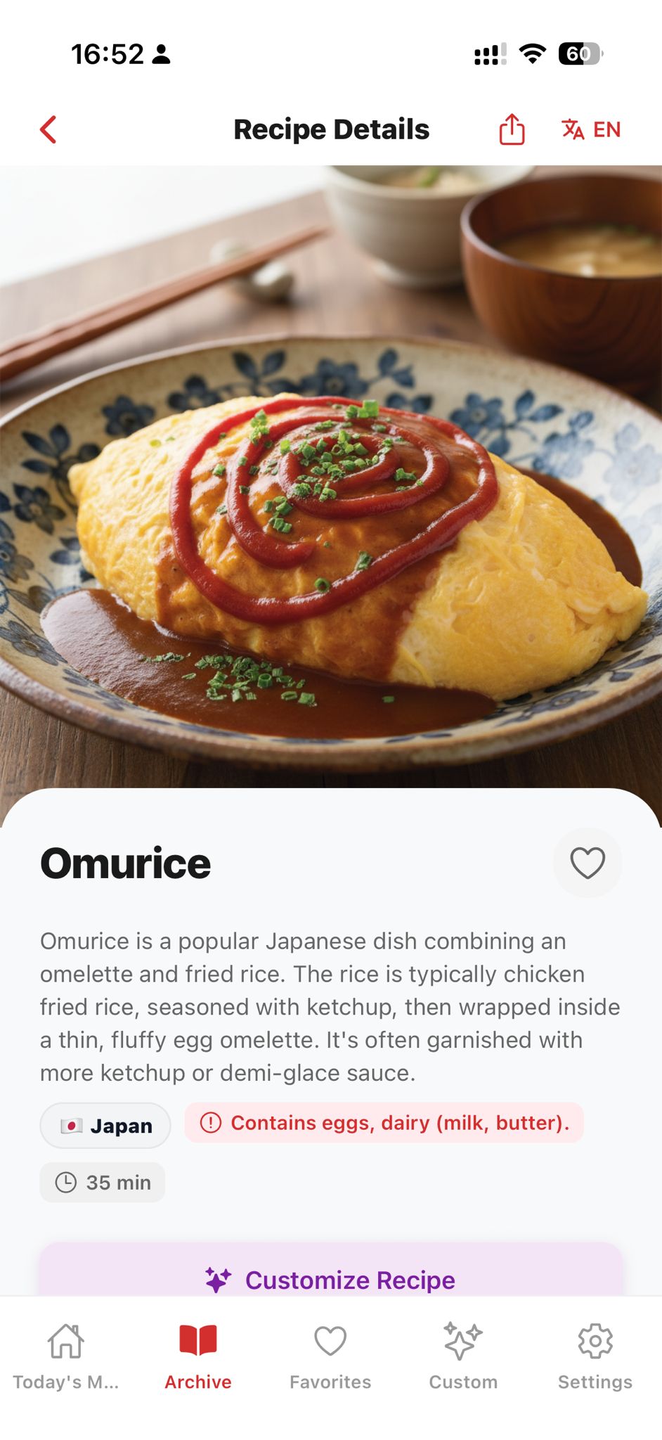 Recipe details with tips and context