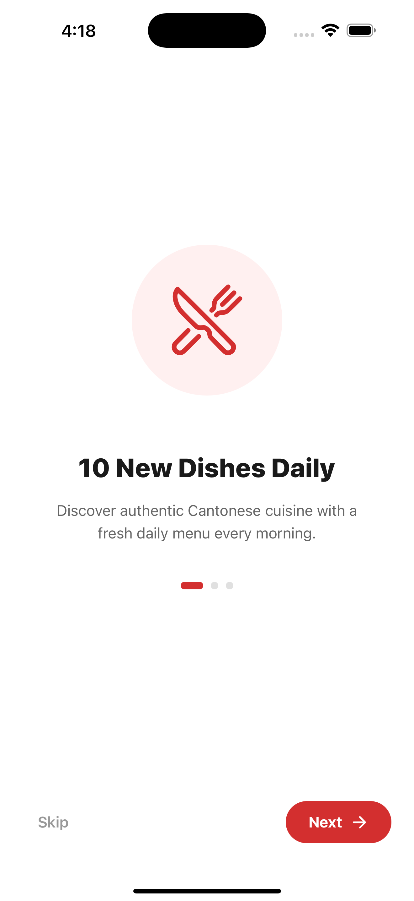 Home Screen with Daily Menu